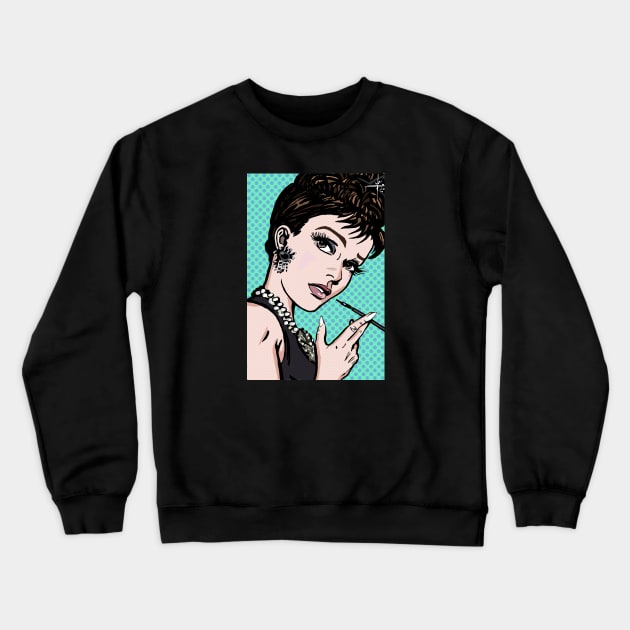 Audrey Hepburn Lichtenstein Crewneck Sweatshirt by FanboyMuseum